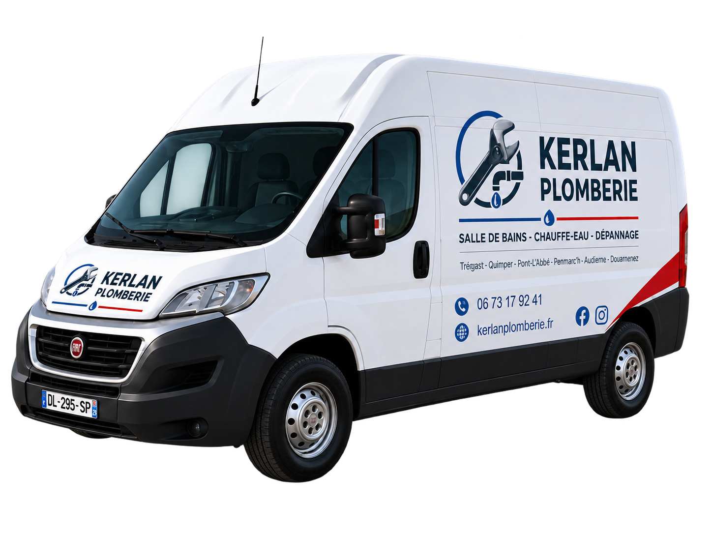 Camion Kerlan Plomberie en intervention dans le Sud-Finistère