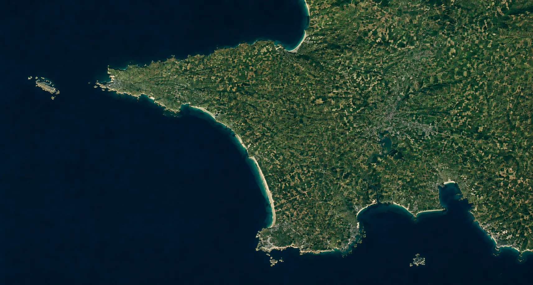 Carte satellite du Pays Bigouden et du Sud-Finistère