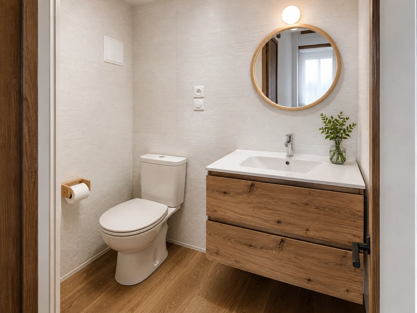 WC et meuble vasque bois
