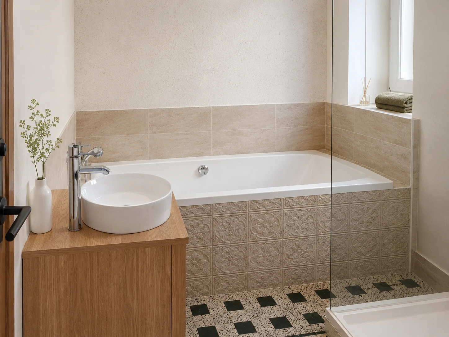 Rénovation de salle de bains avec baignoire et vasque